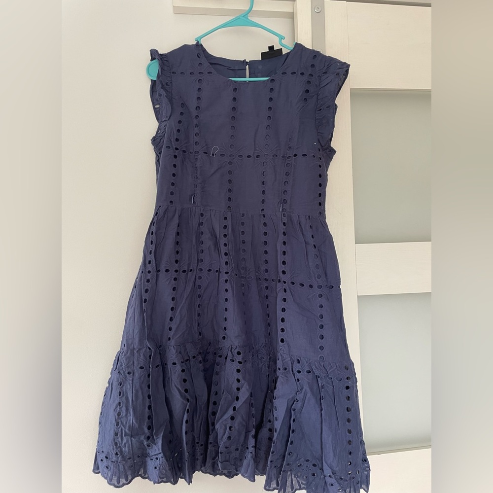 Eyelet flutter sleeve nursing dress